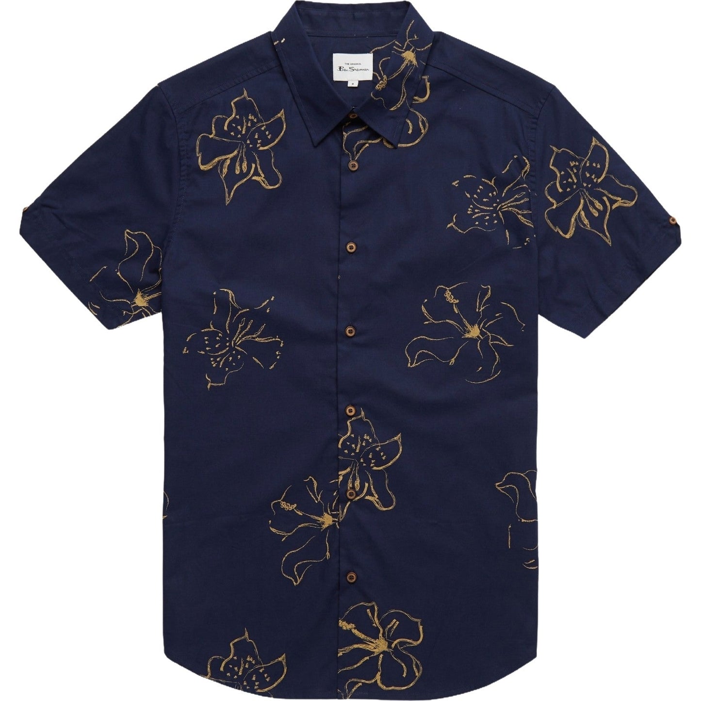 Ben Sherman Mens Linear Floral Big & Tall Short Sleeve Shirt