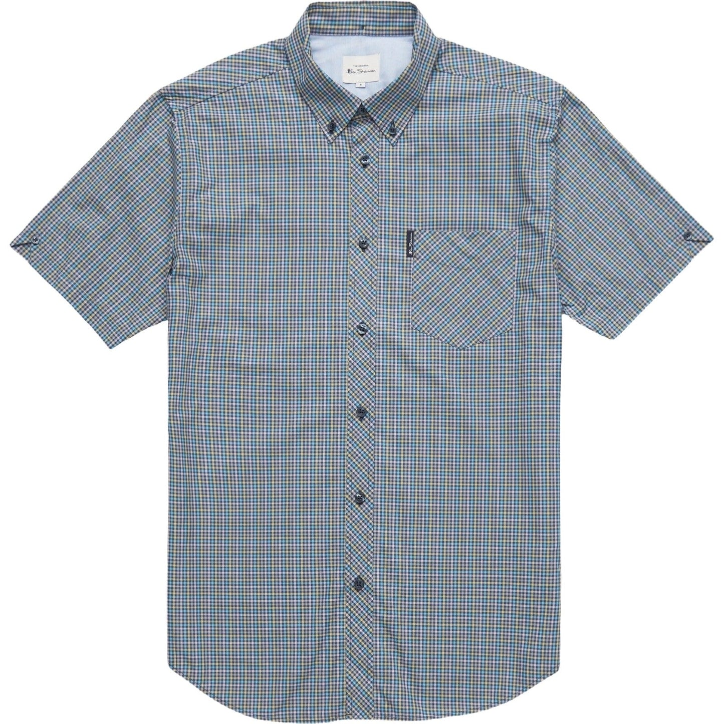 Ben Sherman Mens Mini Gingham Big & Tall Short Sleeve Shirt