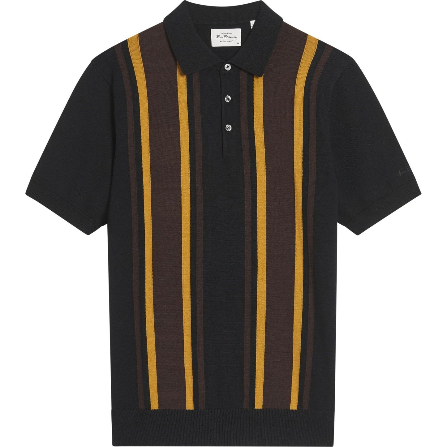 Ben Sherman Mens Vertical Stripe Short Sleeve Polo Shirt