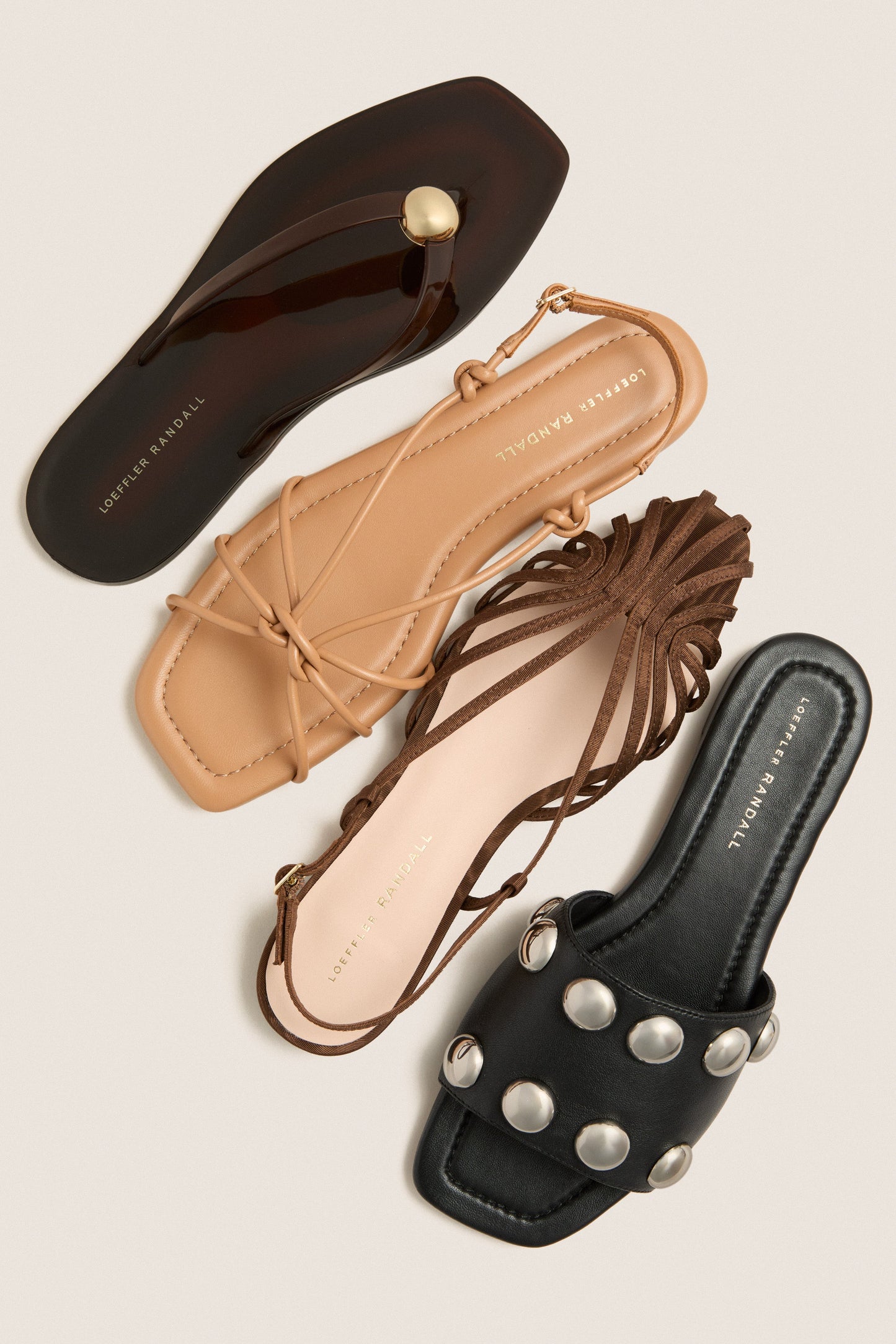 Black Nappa Studded Hayes Sandals