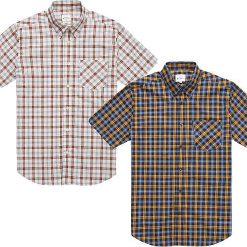 Ben Sherman Mens Gingham Check Big & Tall Short Sleeve Shirt