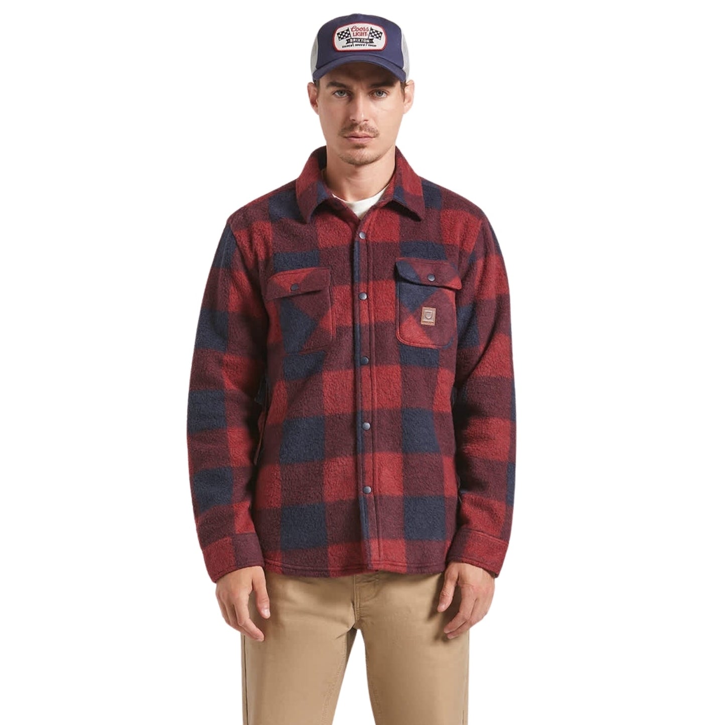 Brixton Mens Bowery Arctic Stretch Button Up Fleece