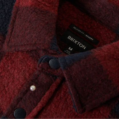 Brixton Mens Bowery Arctic Stretch Button Up Fleece