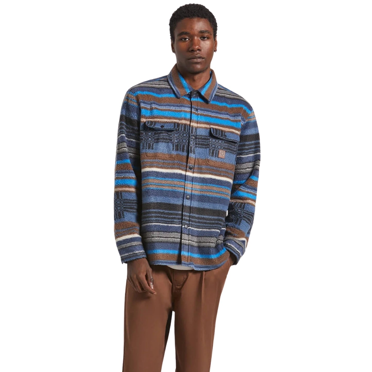 Brixton Mens Bowery Arctic Stretch Button Up Fleece