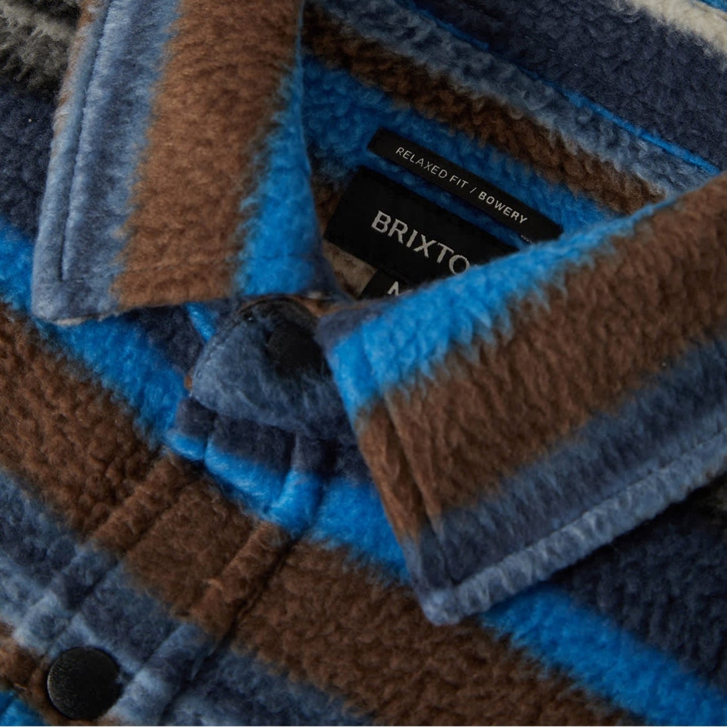 Brixton Mens Bowery Arctic Stretch Button Up Fleece