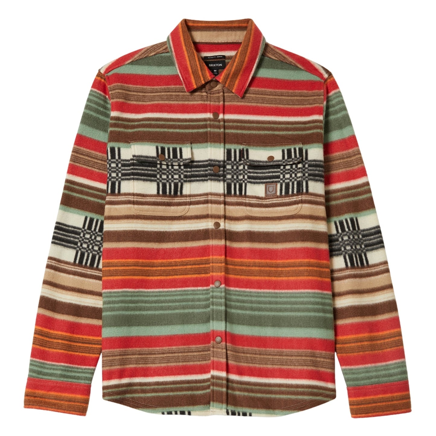 Brixton Mens Bowery Arctic Stretch Button Up Fleece