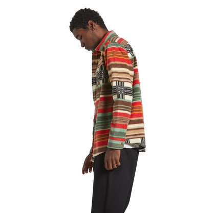 Brixton Mens Bowery Arctic Stretch Button Up Fleece
