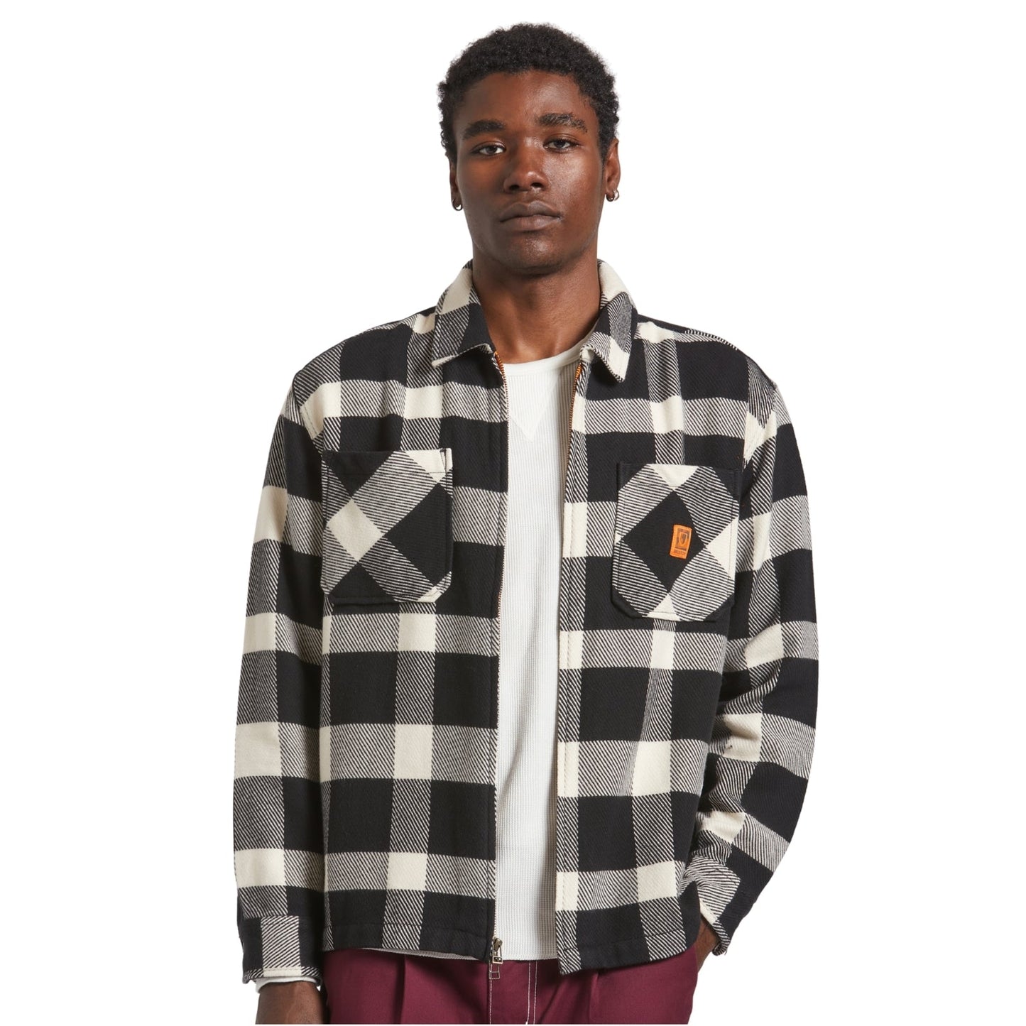 Brixton Mens Union Full Zip Flannel Bomber Jacket