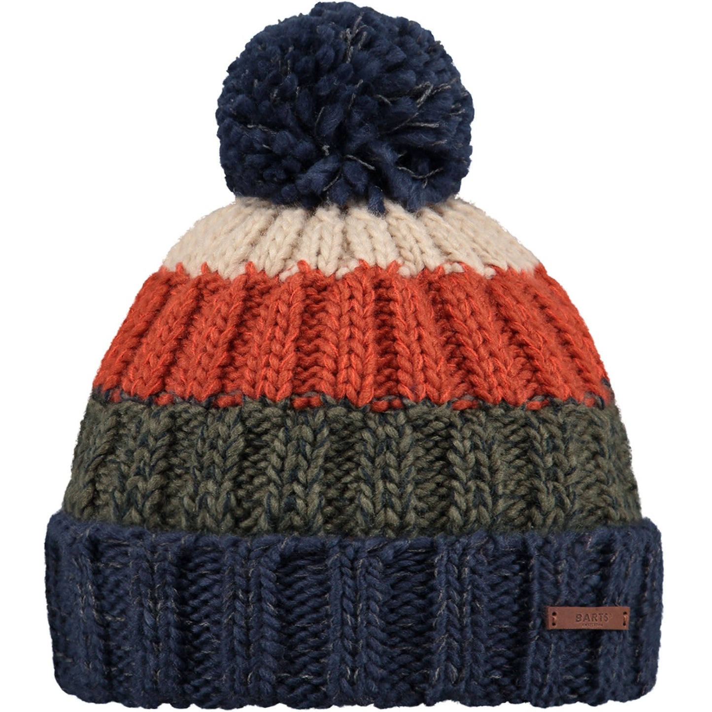 Barts Mens Wilhelm Cuffed Mixed Knit Knitted Bobble Hat