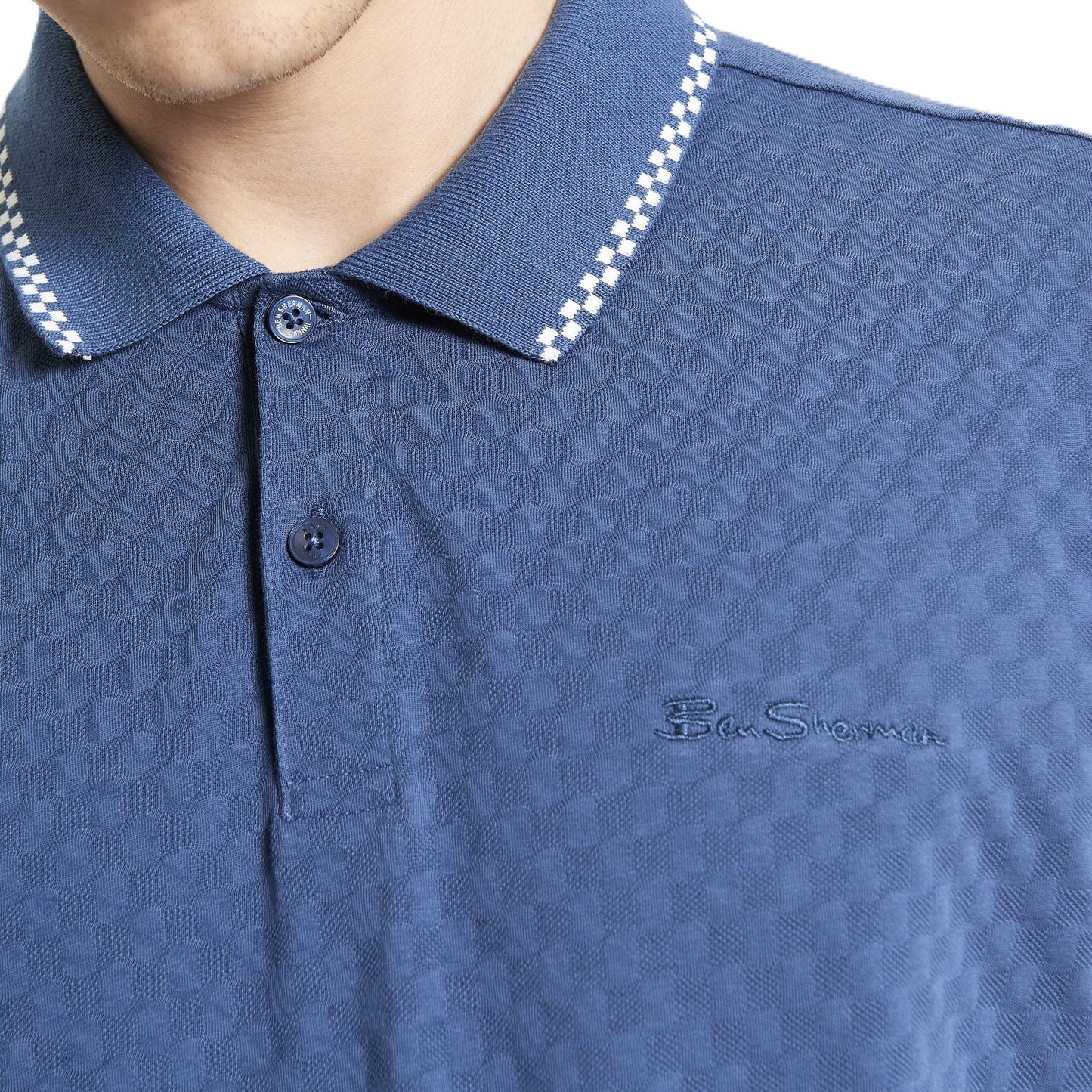 Ben Sherman Mens Chequerboard Textured Big & Tall Short Sleeve Polo Shirt