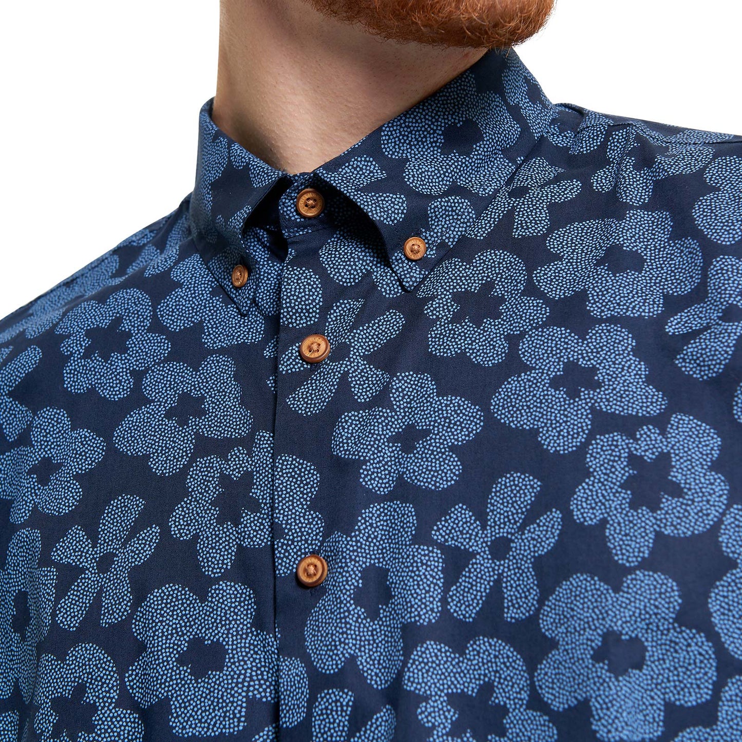 Ben Sherman Mens Stipple Floral Print Short Sleeve Shirt