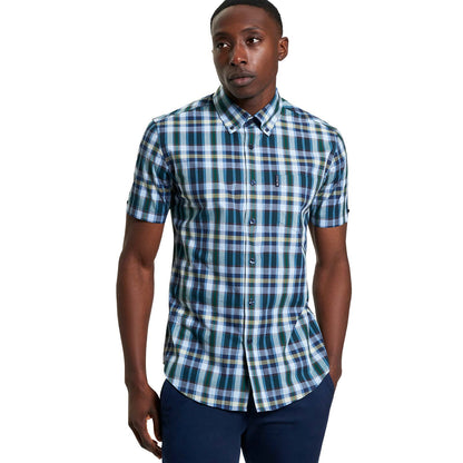 Ben Sherman Mens Irregular Check Big & Tall Short Sleeve Shirt