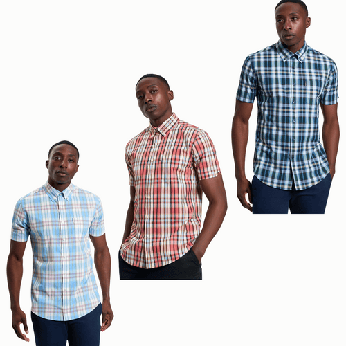Ben Sherman Mens Irregular Check Short Sleeve Shirt