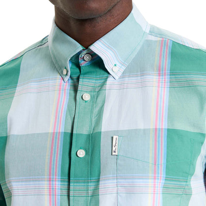 Ben Sherman Mens Multicolour Overcheck Short Sleeve Shirt