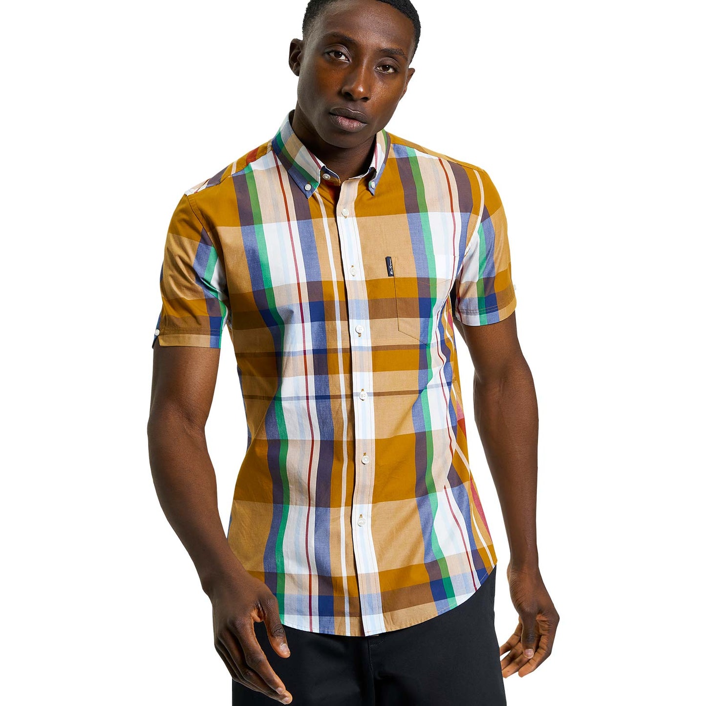 Ben Sherman Mens Large Madras Check Short Sleeve Shirt