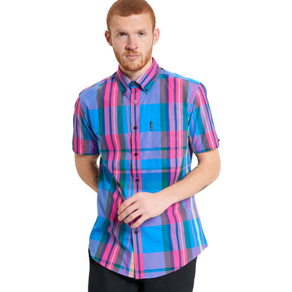 Ben Sherman Mens Large Madras Check Short Sleeve Shirt