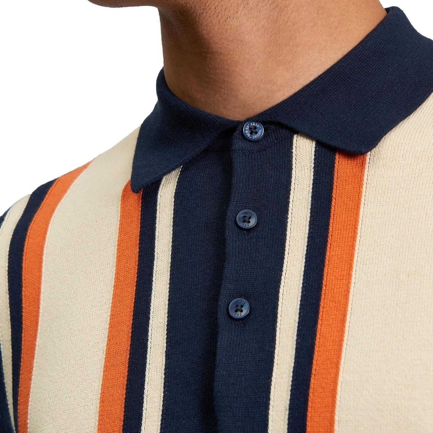 Ben Sherman Mens Vertical Stripe Short Sleeve Polo Shirt