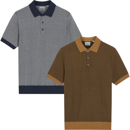 Ben Sherman Mens Bicoloured Textured Short Sleeve Polo Shirt