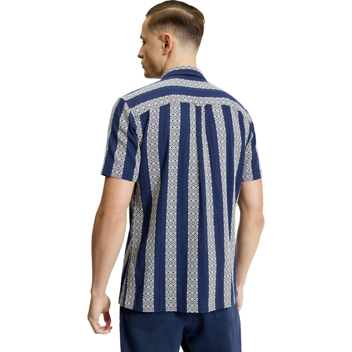 Ben Sherman Mens Block Geo Jacquard Short Sleeve Shirt