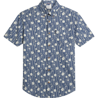Ben Sherman Mens Floral Bamboo Print Short Sleeve Shirt