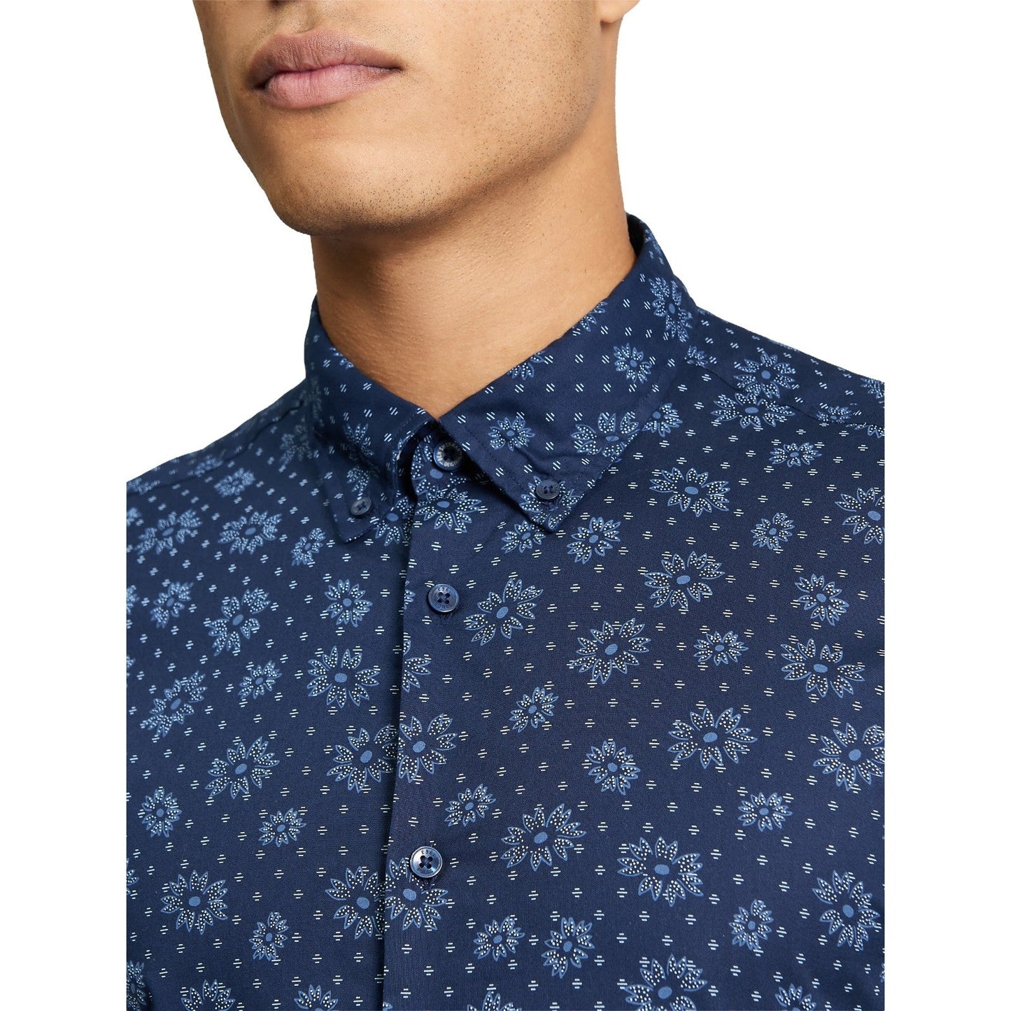 Ben Sherman Mens Floral Geo Print Short Sleeve Shirt