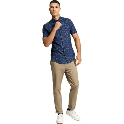 Ben Sherman Mens Floral Geo Print Short Sleeve Shirt