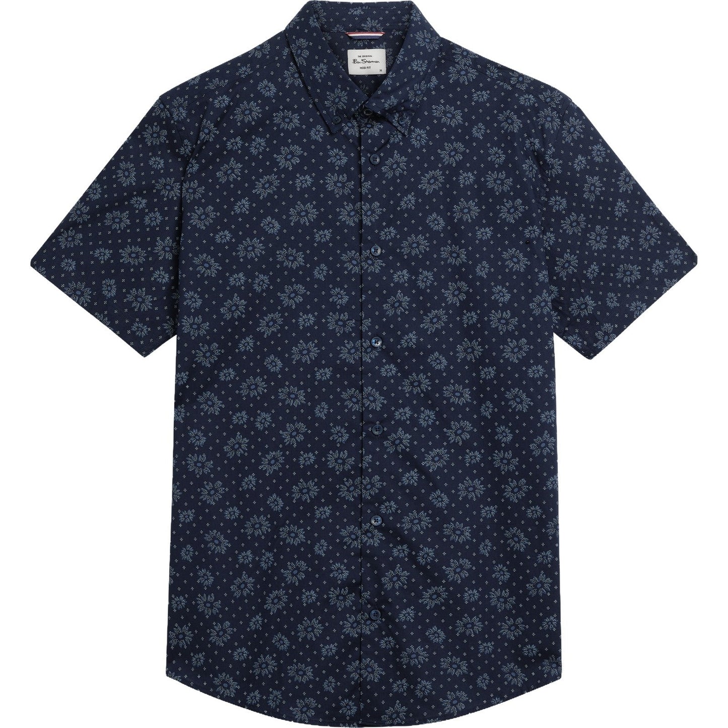 Ben Sherman Mens Floral Geo Print Short Sleeve Shirt