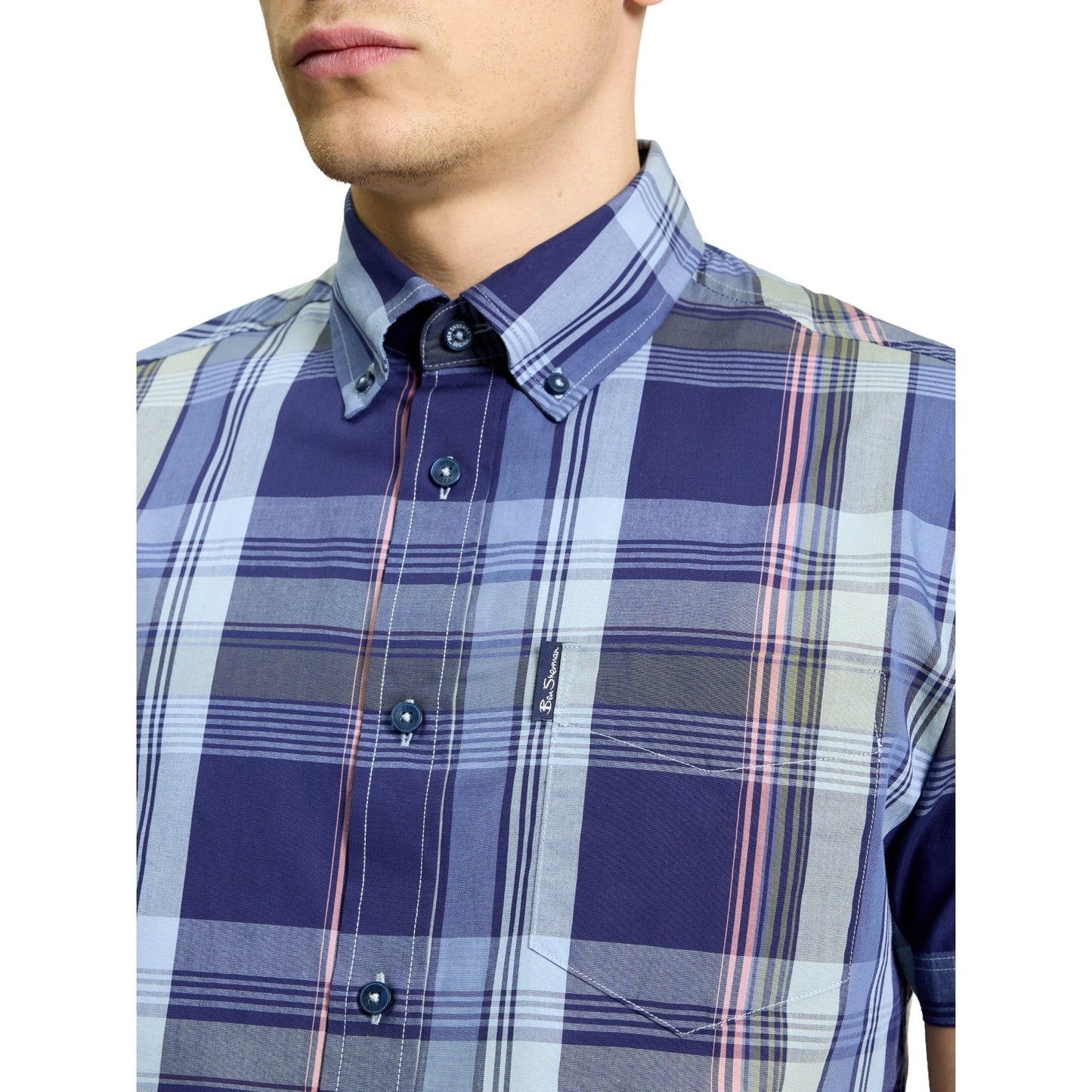 Ben Sherman Mens Block Check Short Sleeve Shirt