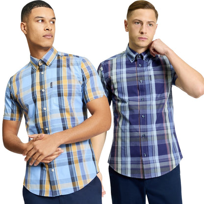 Ben Sherman Mens Block Check Short Sleeve Shirt