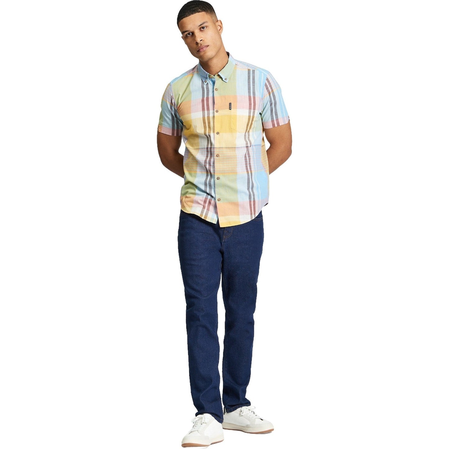 Ben Sherman Mens Large Madras Check Short Sleeve Shirt