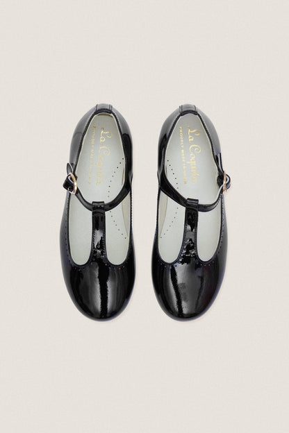 Black Patent Leather T Bar Shoes