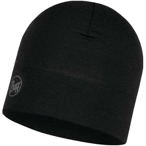 Buff Unisex Adults Midweight Merino Wool Beanie - Solid Black