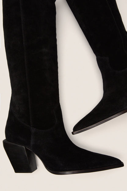 Black Suede Maine Up Boots