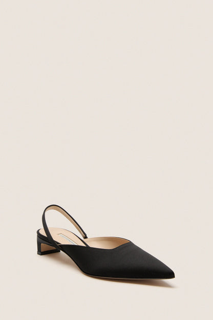 Black Satin Kaori Kitten Heels