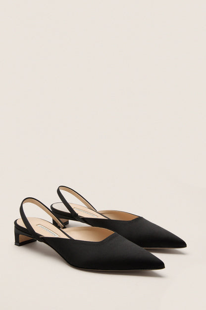 Black Satin Kaori Kitten Heels
