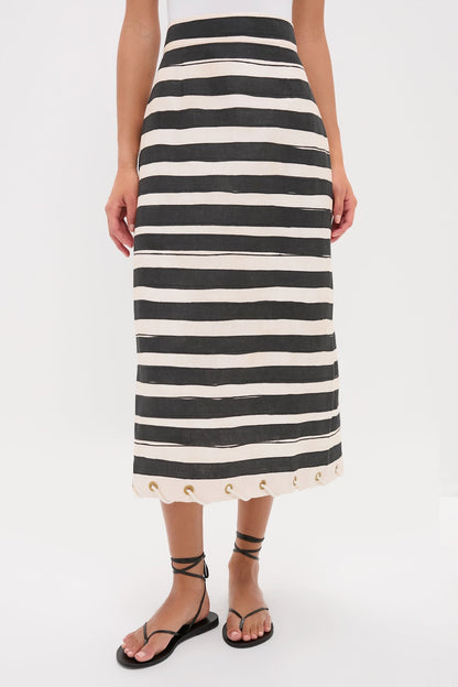 Black Stripe Story Pencil Skirt
