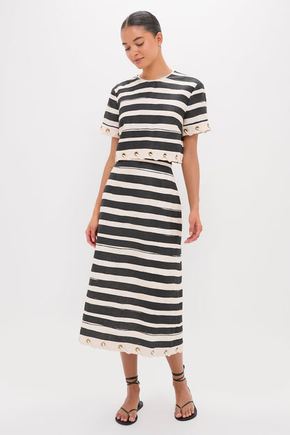 Black Stripe Story Pencil Skirt