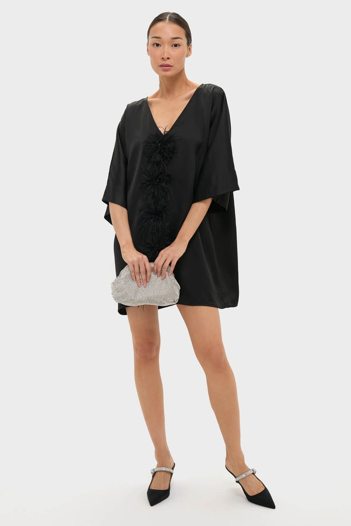 Black Satin Diane Mini Dress
