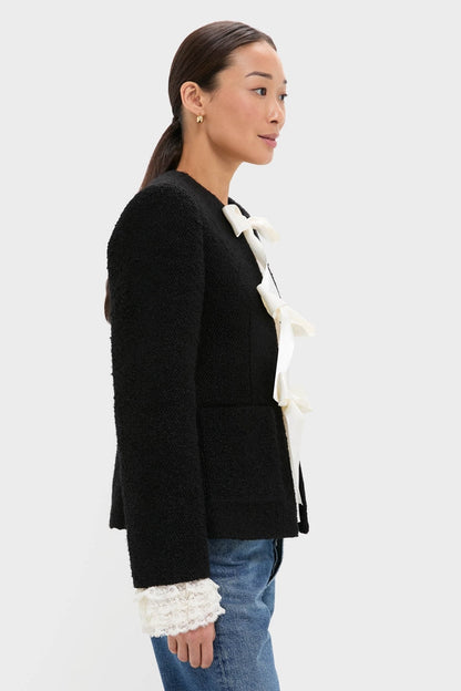 Black Seraphine Solid Bow Jacket
