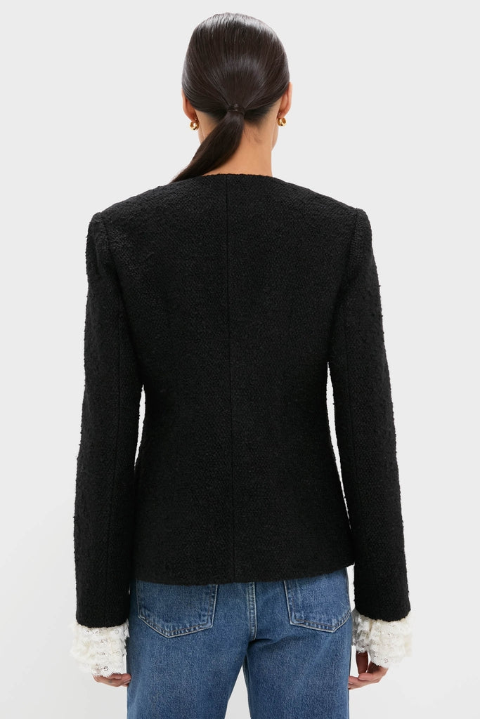 Black Seraphine Solid Bow Jacket