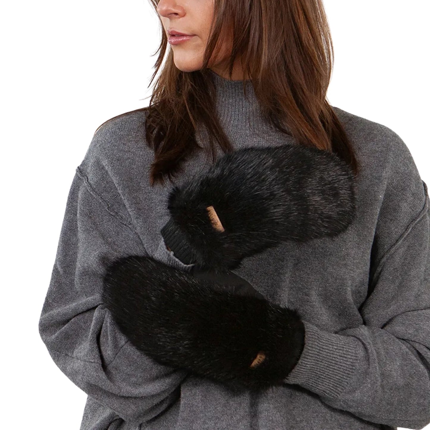 Barts Womens Fur Mitts Knitted cuff Mittens