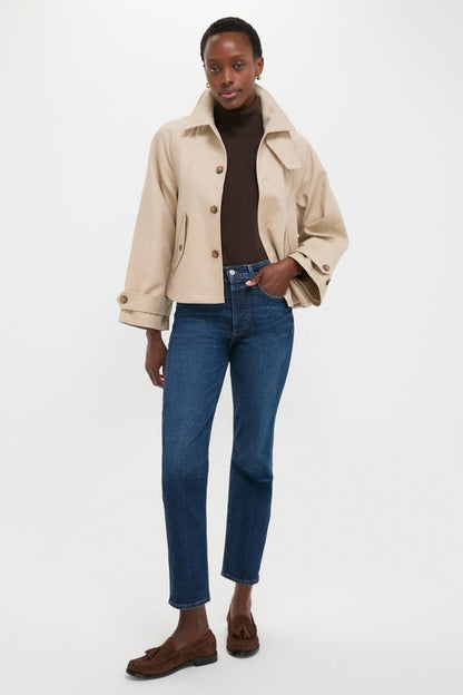 Beige Cotton Double Cloth Woven Jacket