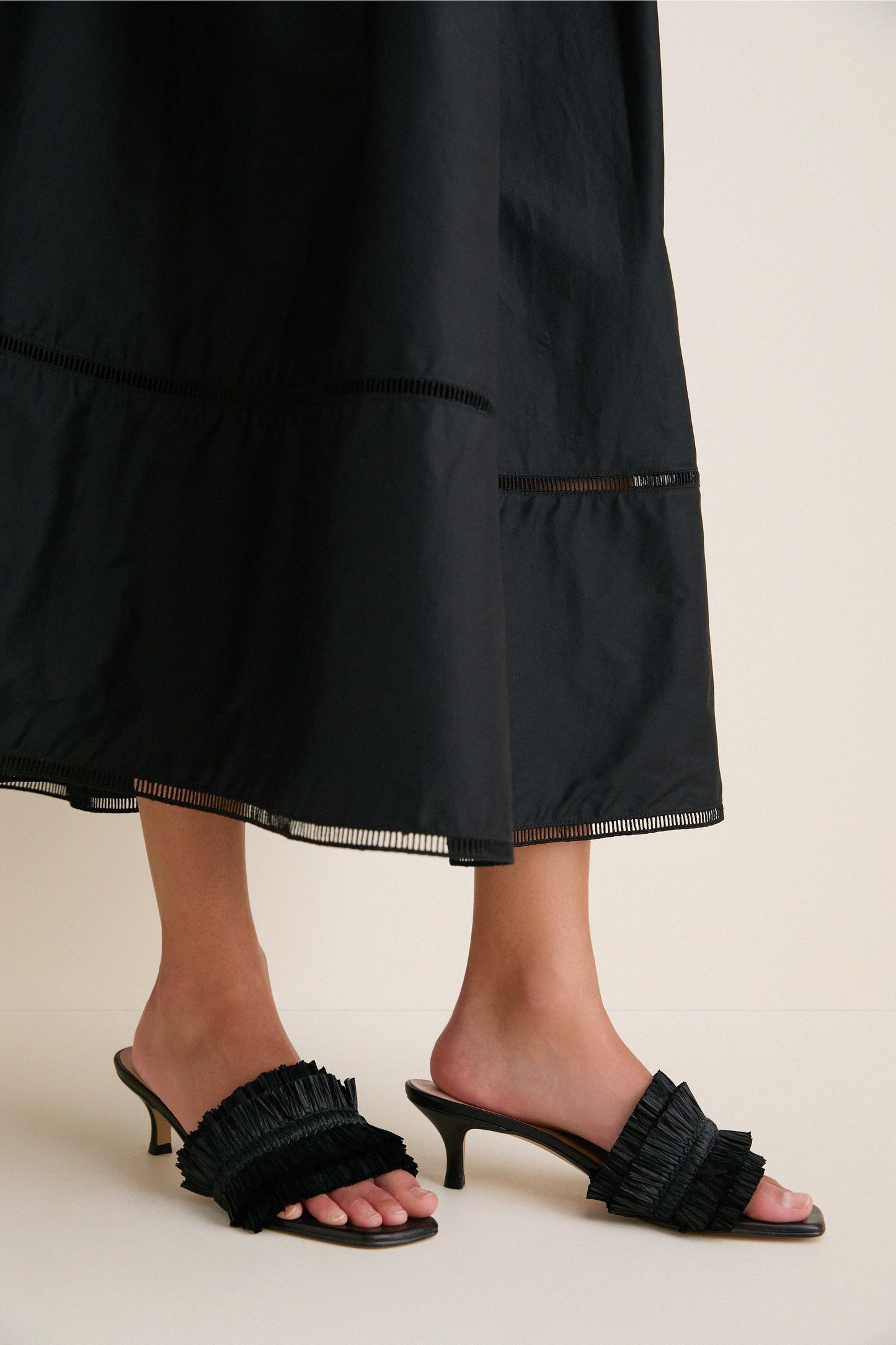 Black Raffia Christy Heels