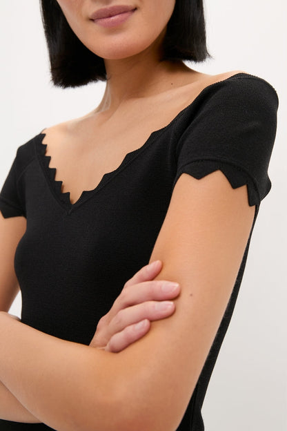 Black Off-the-Shoulder Ric Rac Compression Elliston Shirt