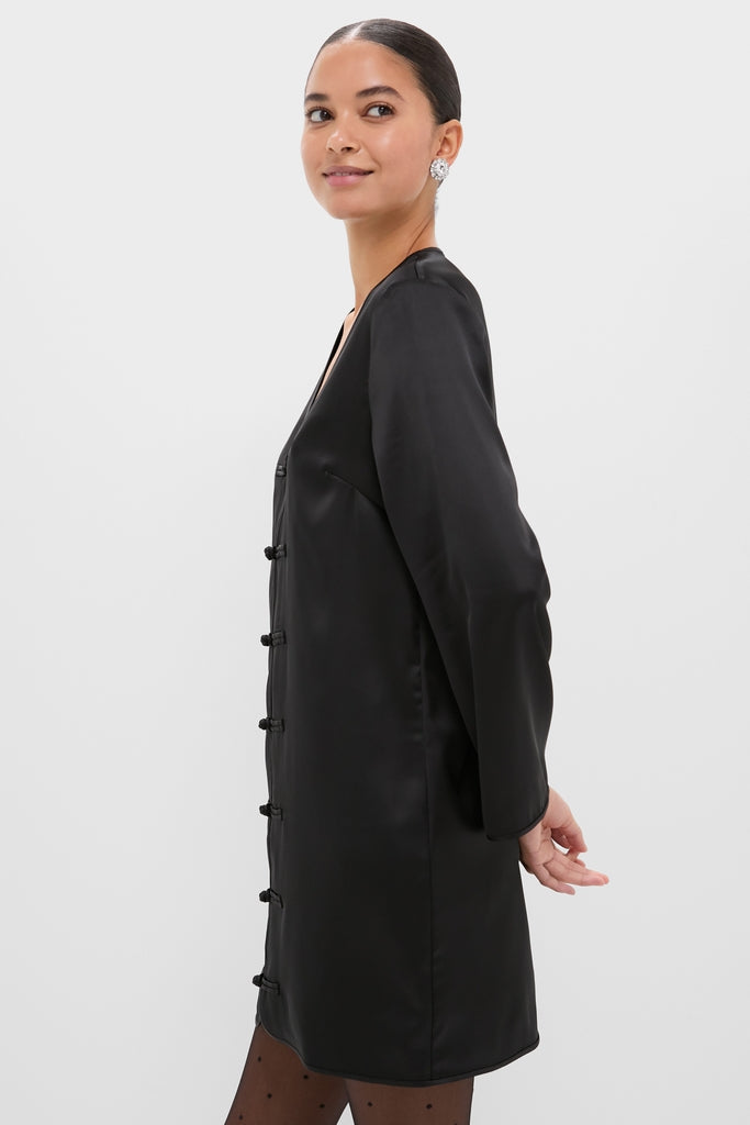 Black Satin Tatiana Dress