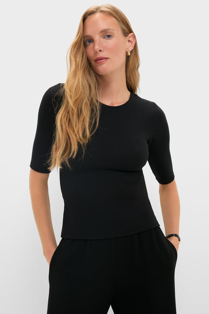 Black Lauren Mid Sleeve Tee