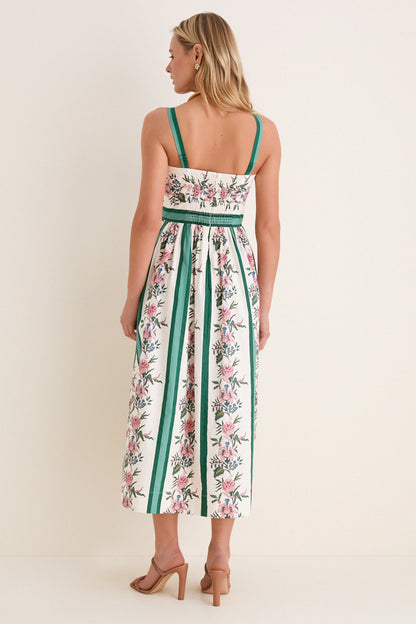 Belle Bouquet Stripe Cotton Maria Dress