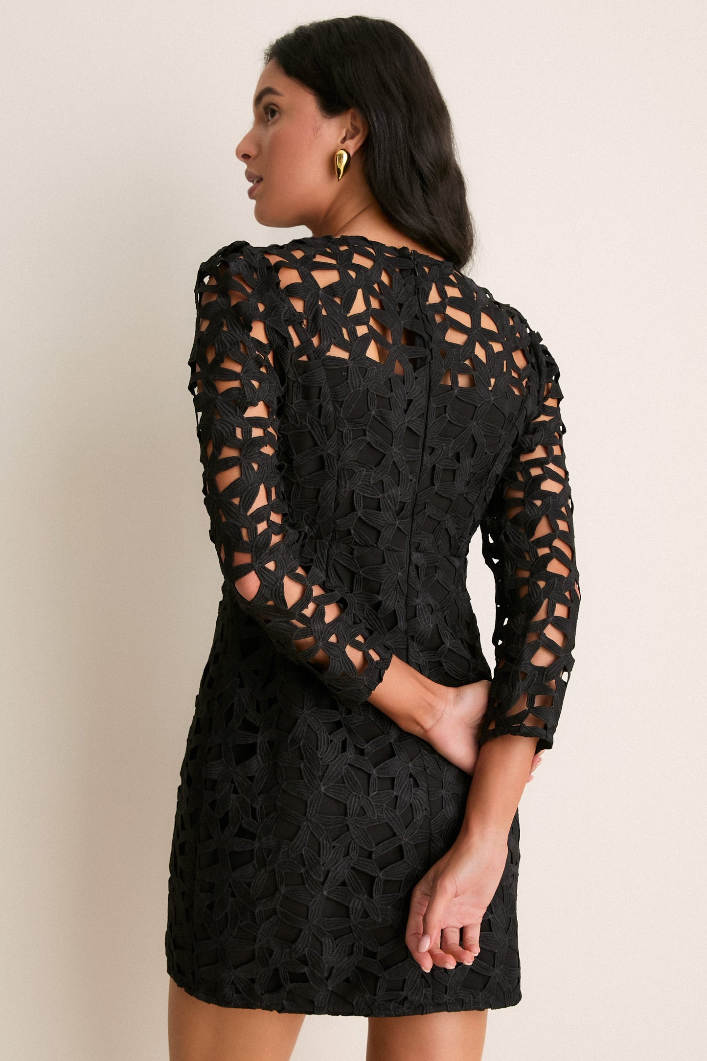 Black Eyelet Elodie Mini Dress