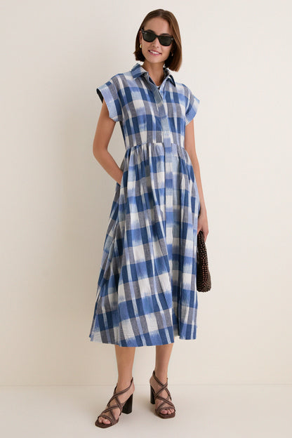 Beckett Navy Belted Shirt Dress