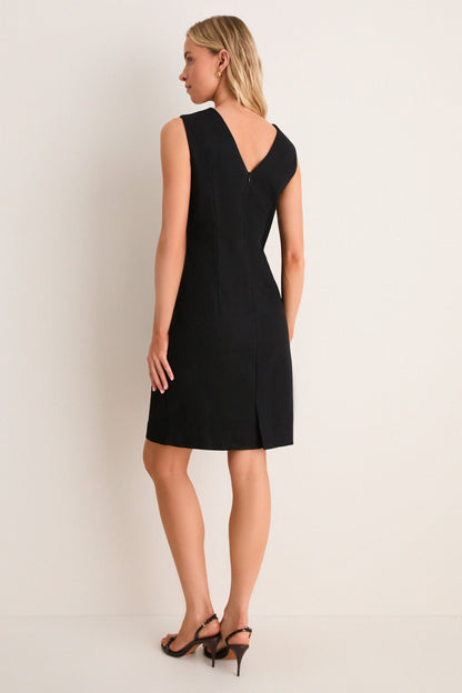 Black Stretch Cotton Twill Lucia Dress